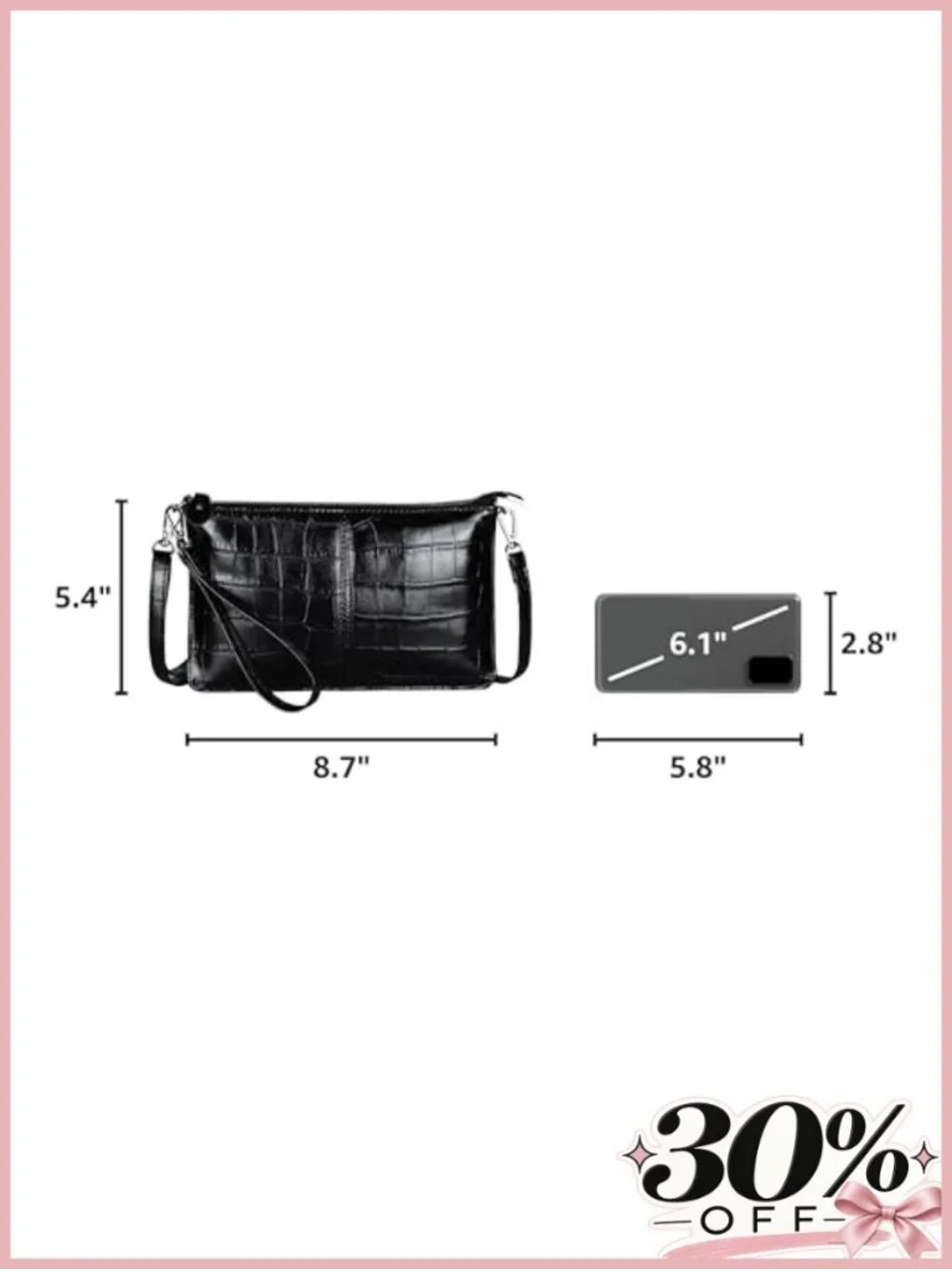 Genuine Leather Small Crossbody Bag Wristlet Wallet Clutch
